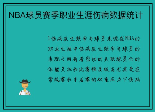 NBA球员赛季职业生涯伤病数据统计